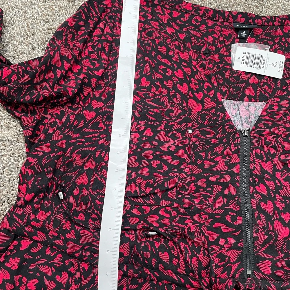 Torrid Red A-Line Midi Dress with V-Neck and Cuffed Sleeves XXL heart Red - Picture 16 of 16